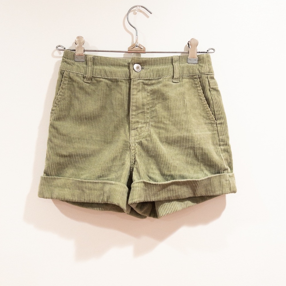 Forever 21 Olive Green High-Waist Corduroy Shorts